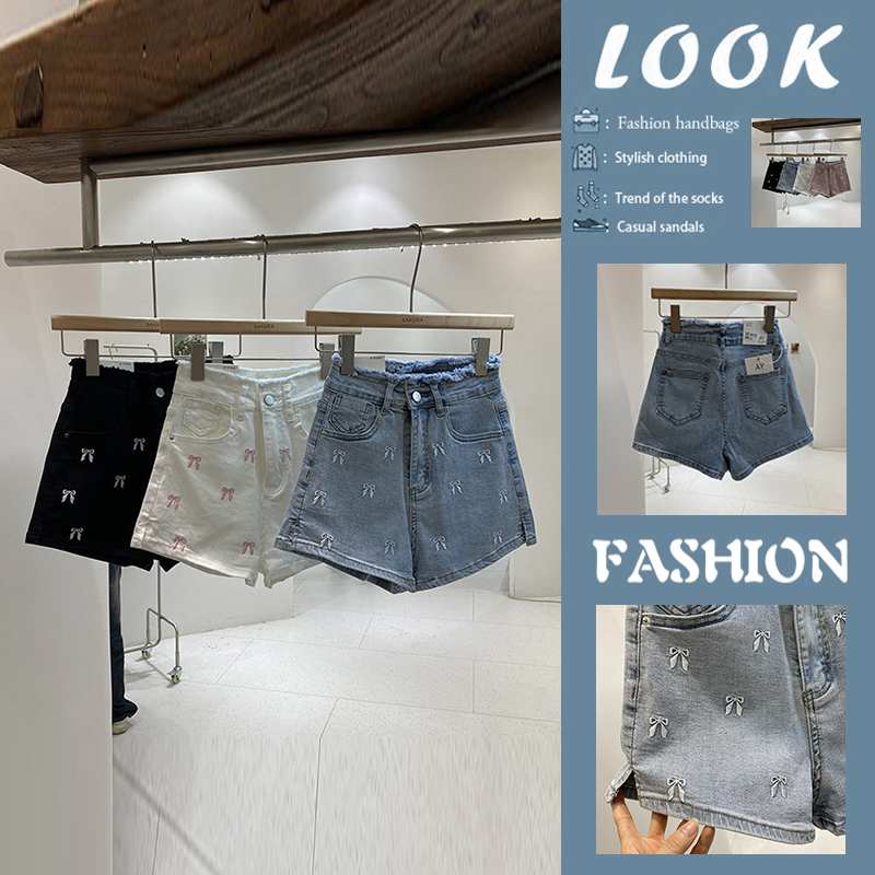 Shorts Denim Frayed - Embroidered Knot Denim Shorts Women's Summer