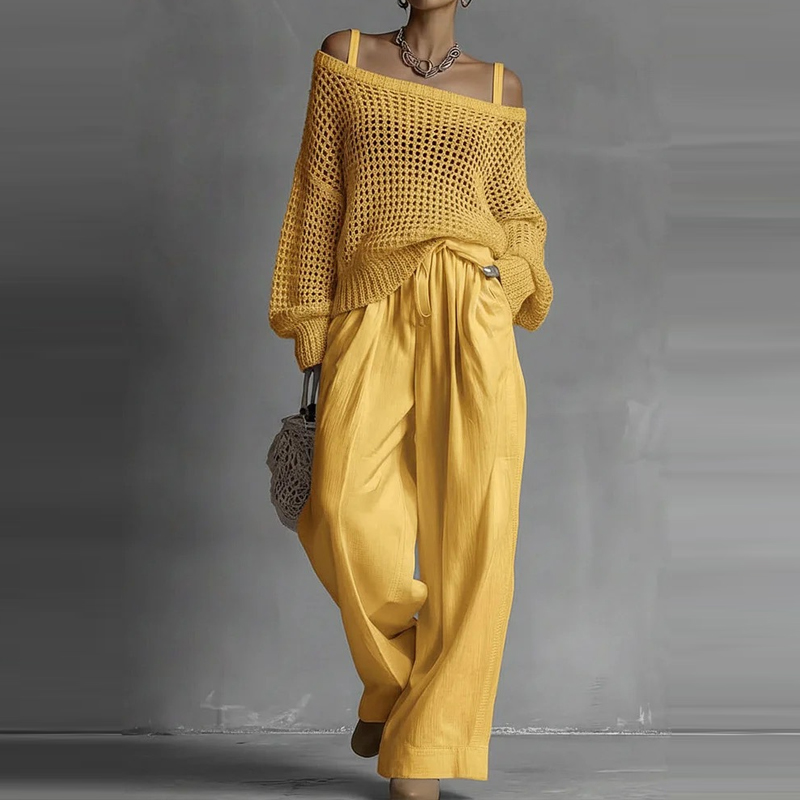 Fashion Solid One Shoulder Lon - Linen Pant Wide reseña y precio