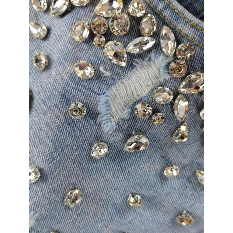 Hot girl style rhinestone ripp - Shorts Denim Frayed reseña y precio