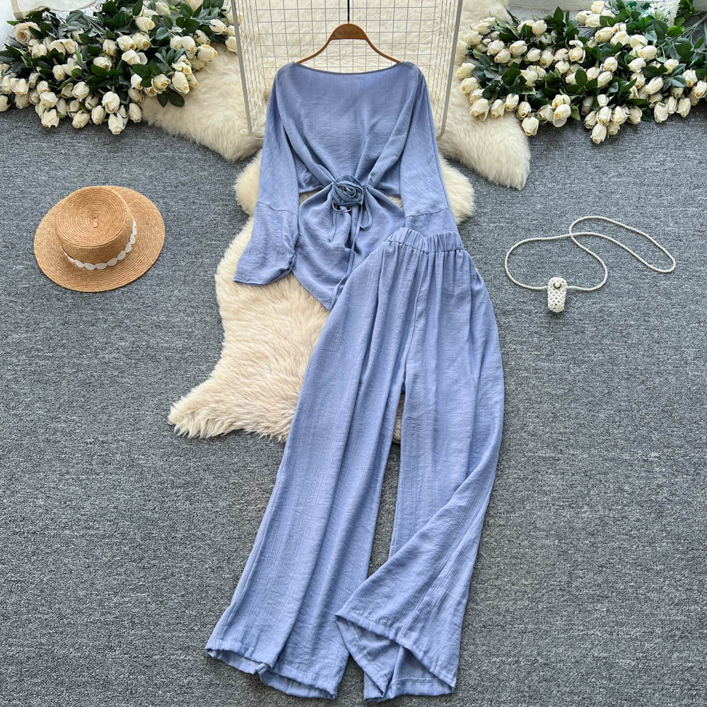 Two Pieces Women Pant Sets Sol - Linen Pant Wide reseña y precio