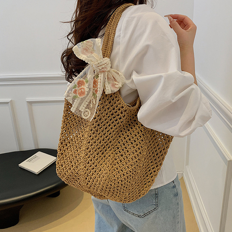 Summer Lace Bow Tote Bags Wome - Crochet Bag Raffia reseña y precio