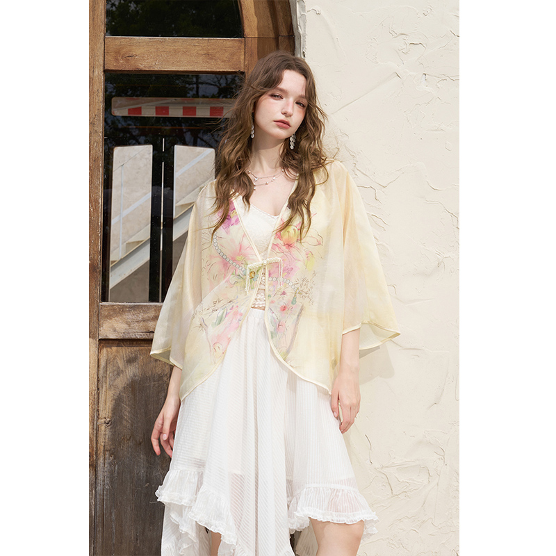 ELFSACK New Chinese Frog Butto - Kimono Sheer Floral reseña y precio