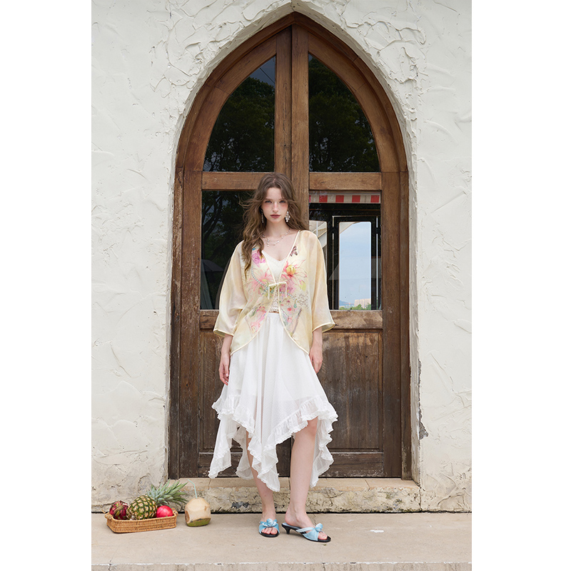 ELFSACK New Chinese Frog Butto - Kimono Sheer Floral reseña y precio