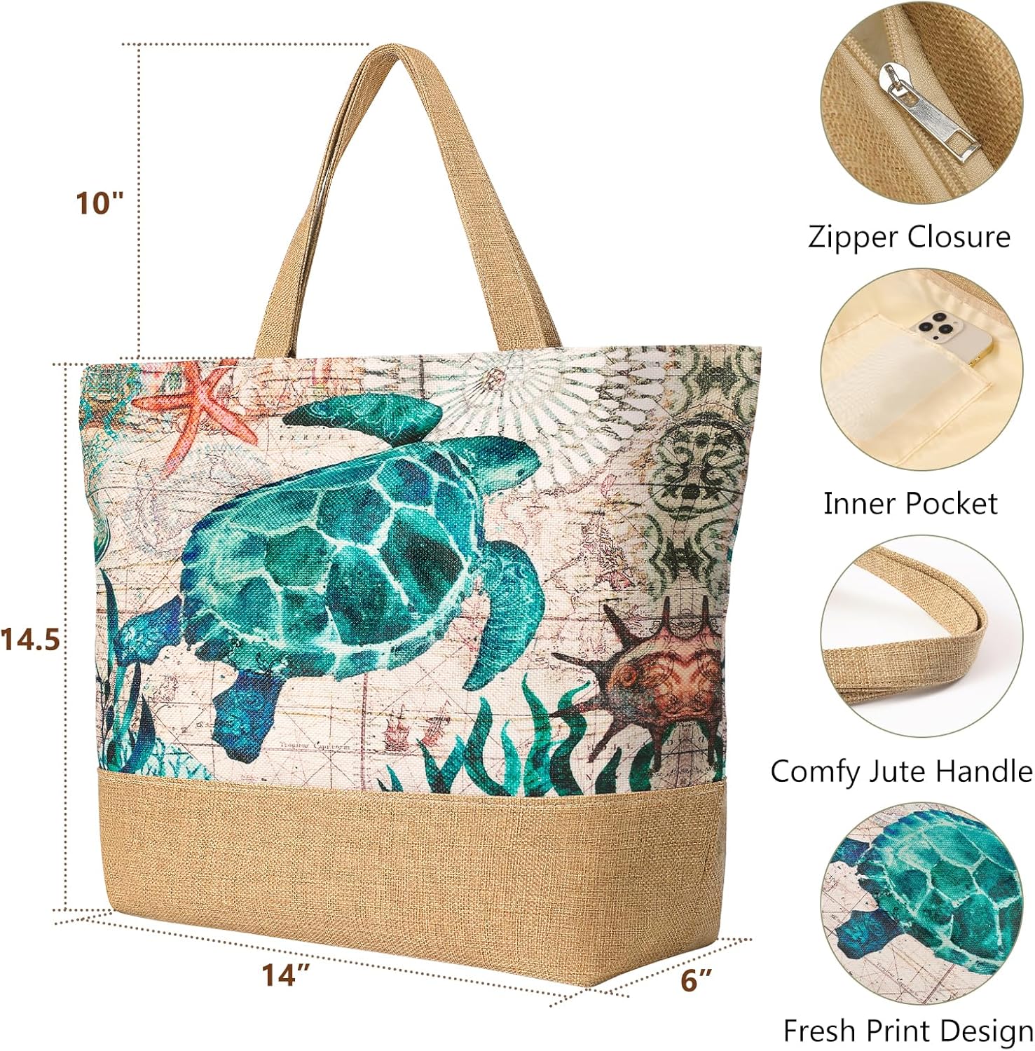 Large Beach Bag for Women with - Tote Bag Beach reseña y precio