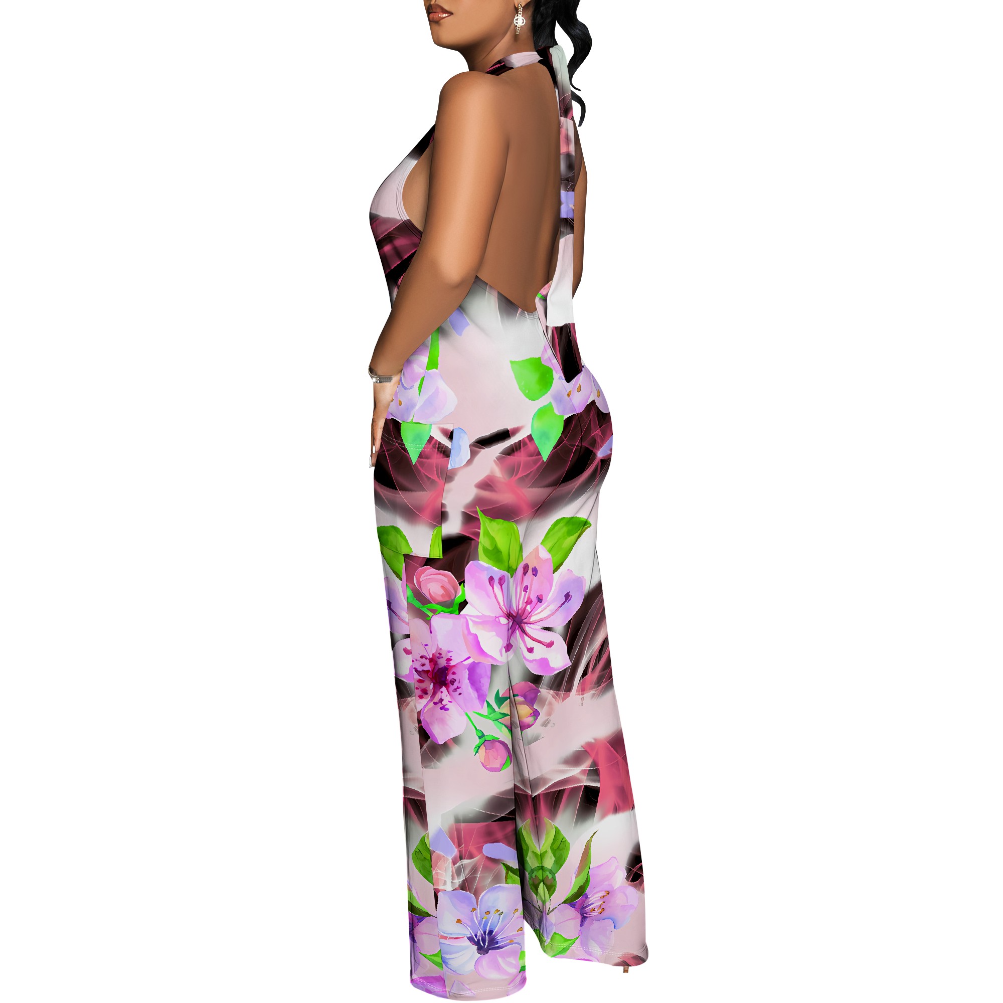 Floral Print Halter Jumpsuit - - Romper Floral Print reseña y precio