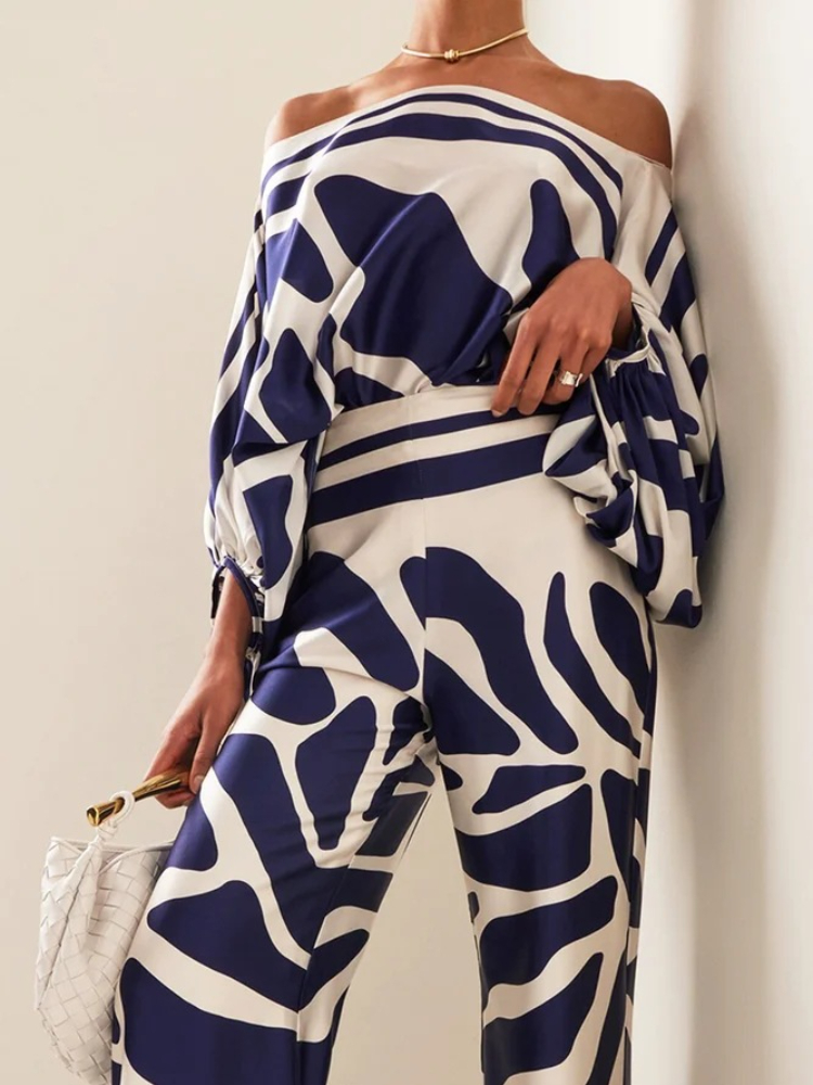 Women's Printed Satin 2-piece  - Blouse Off Shoulder reseña y precio