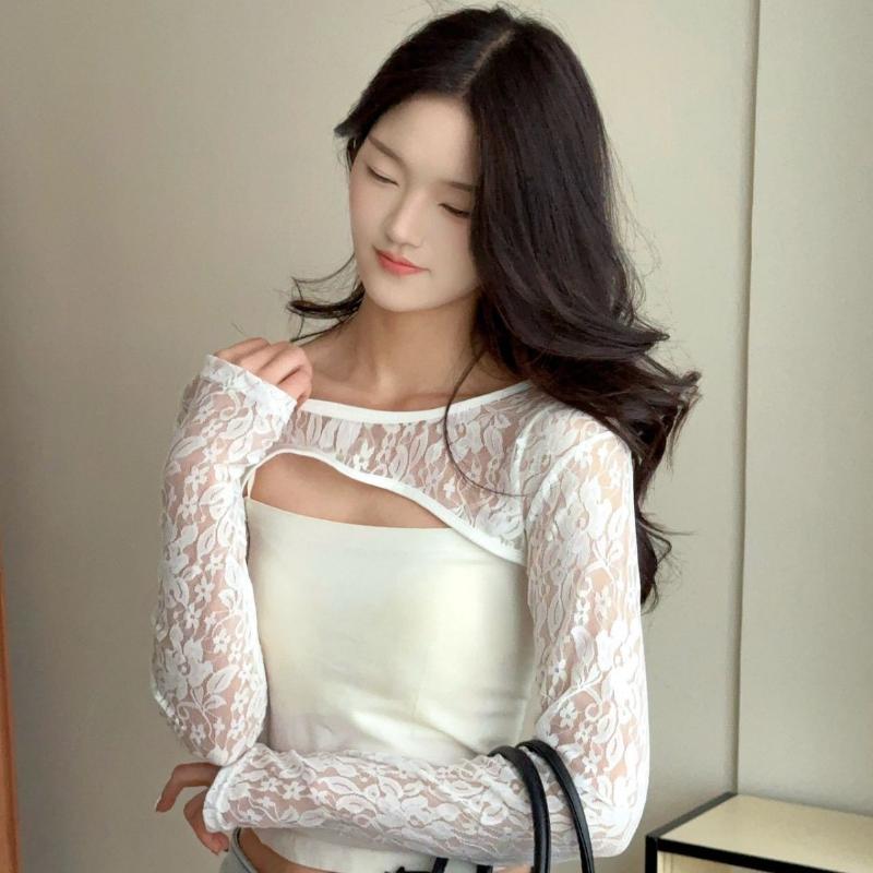Sexy Hollow Out See Through La - Crop Top Crochet reseña y precio