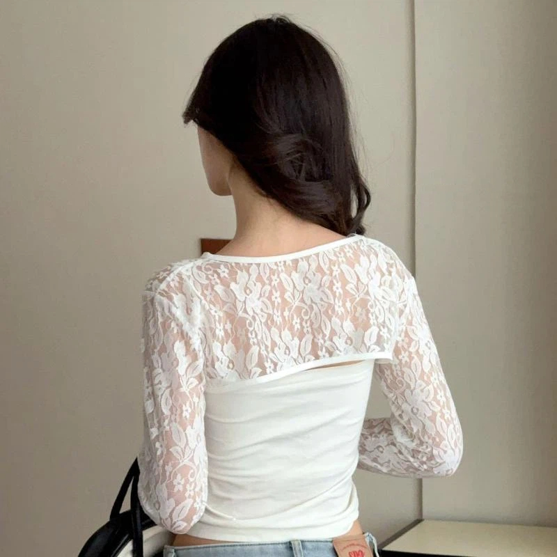 Sexy Hollow Out See Through La - Crop Top Crochet reseña y precio