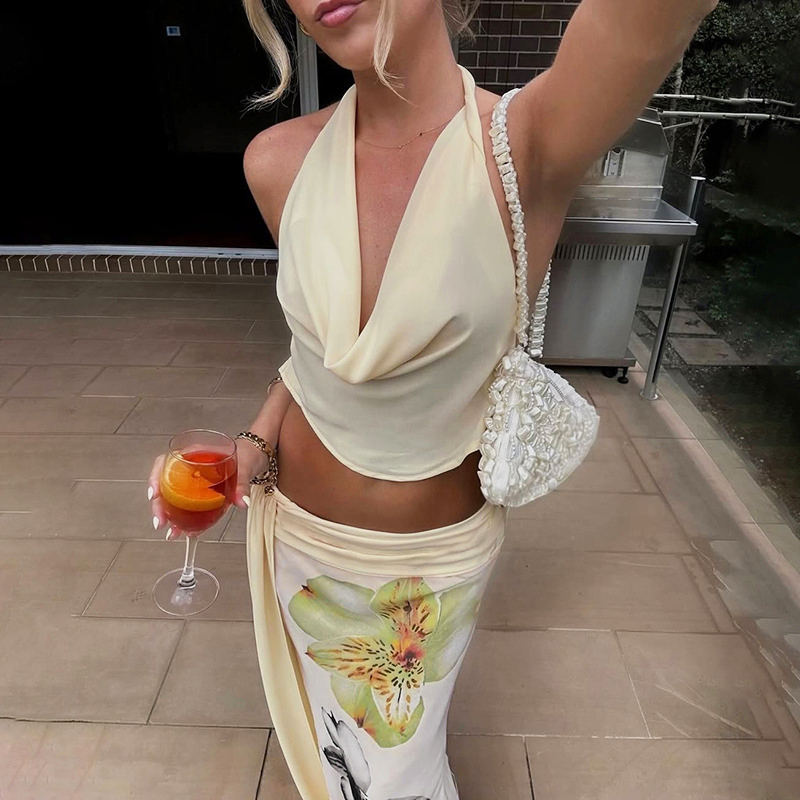 TARUXY Sexy Long Skirt Two Pie - Maxi Dress Halter reseña y precio
