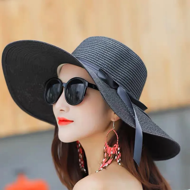 Summer Women Straw Hat Bowknot - Hat Floppy Wide reseña y precio