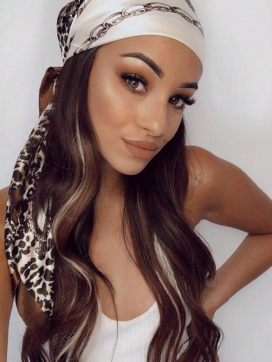 1pc Leopard Print Chain & Flor - Headband Summer Knit reseña y precio