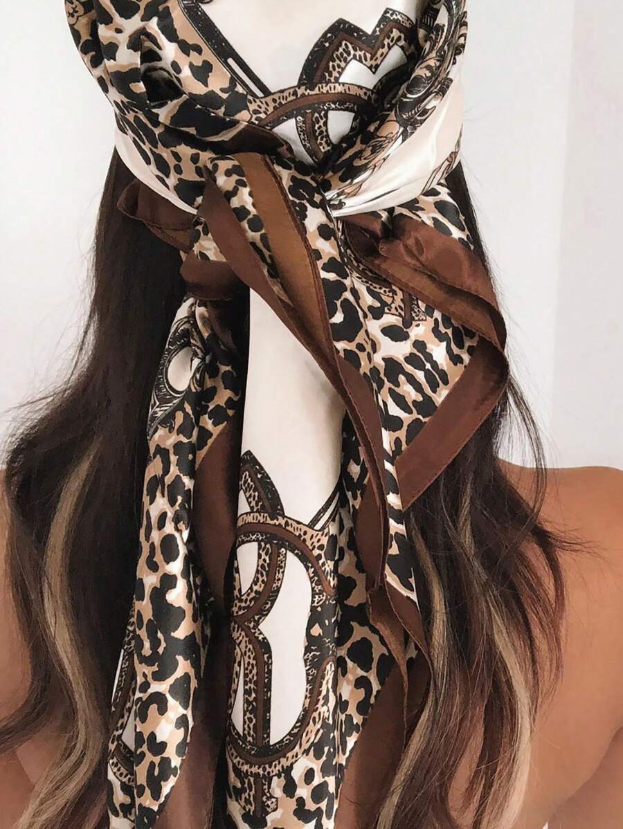 1pc Leopard Print Chain & Flor - Headband Summer Knit reseña y precio