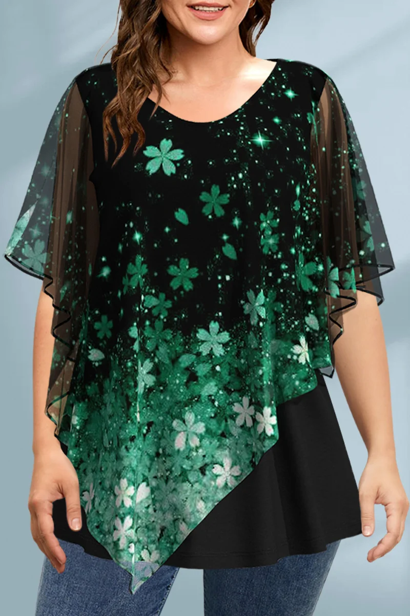 Women's Plus Size Blouse Chiff - Romper Floral Print reseña y precio