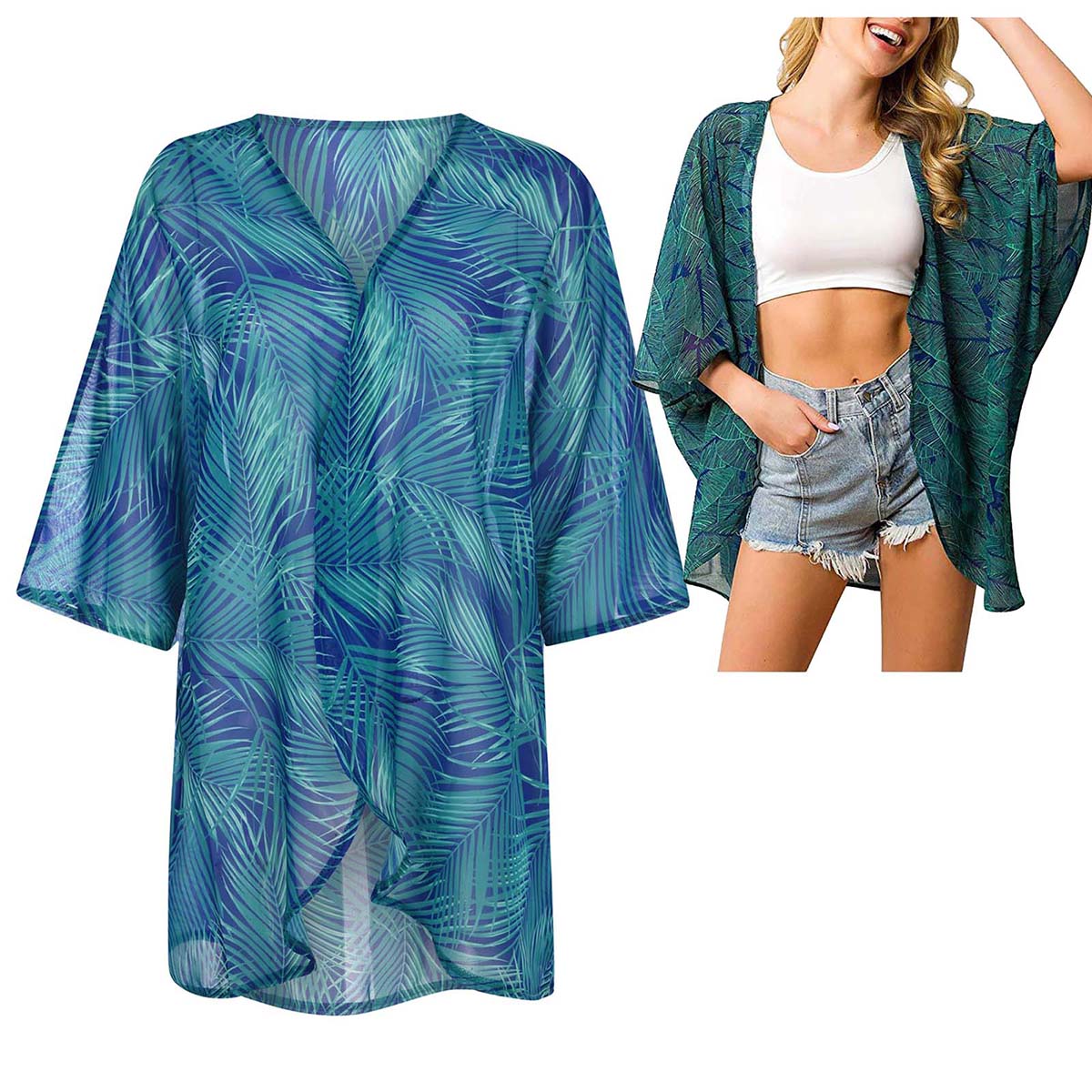 Women's Loose Sheer Chiffon Ki - Kimono Sheer Floral reseña y precio