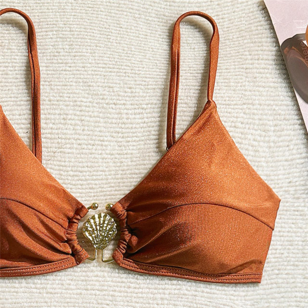 Metal Shell Ring Swimwear Sexy - Swimsuit Bikini Ruched reseña y precio
