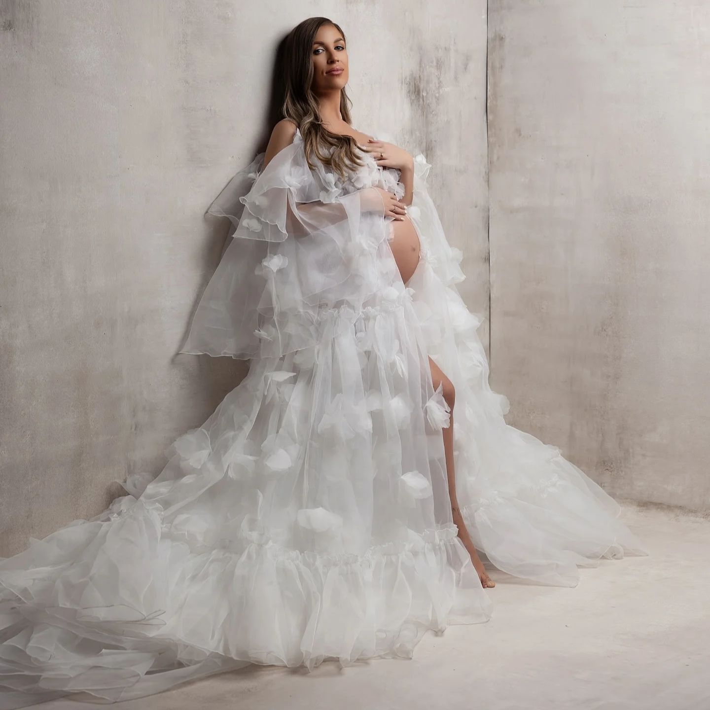 White Floral Tulle Bridal Wrap - Kimono Sheer Floral reseña y precio